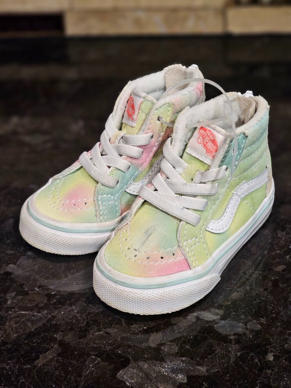 VANS Sk8-Hi Zip Toddler Rainbow Suede Pastel Multi Sneakers
